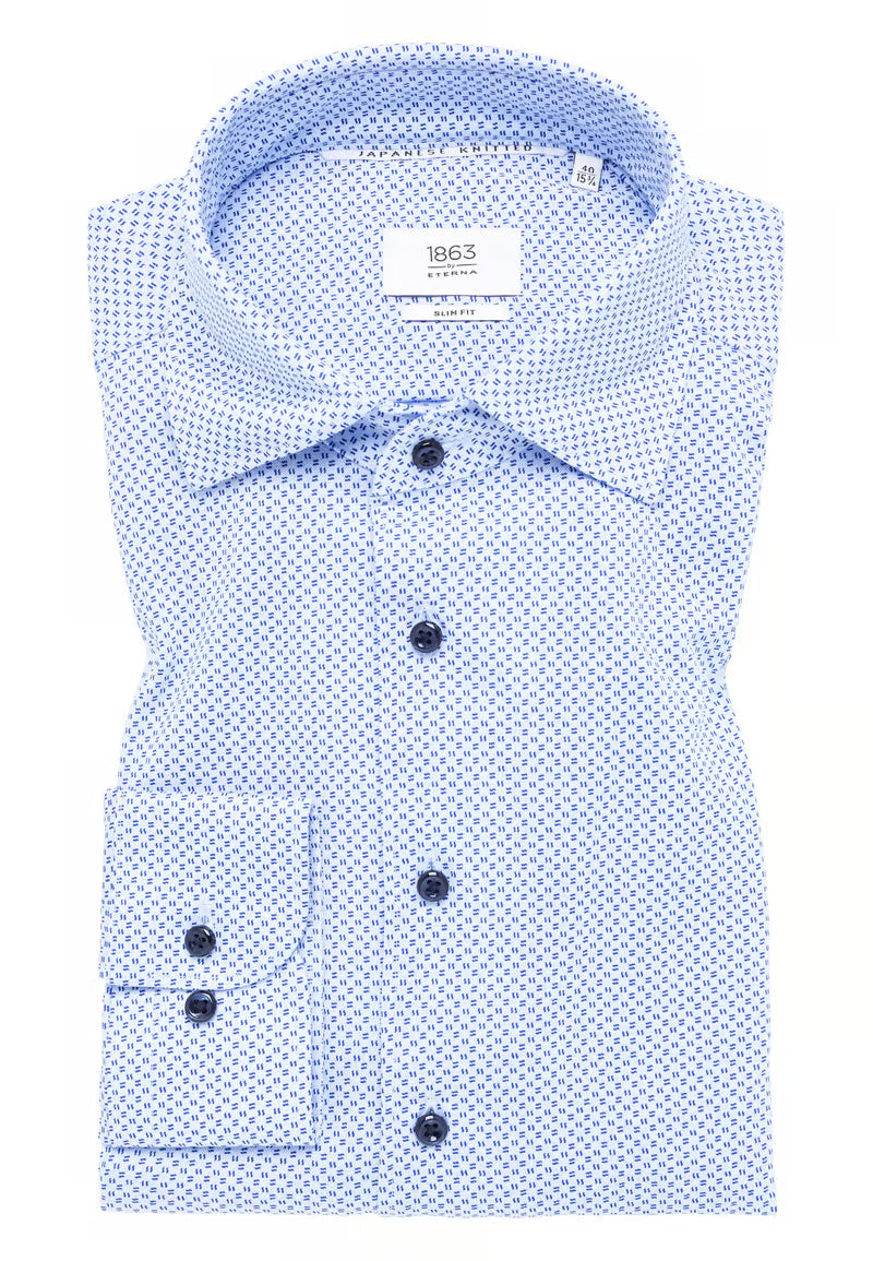 Modern Fitted Japanese Knitted in royal blue printed