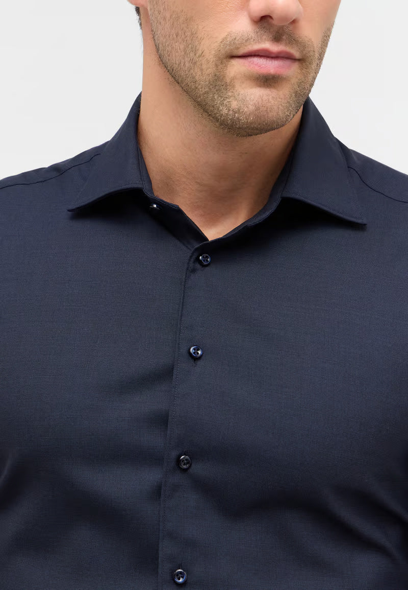Eterna MODERN FIT Merino Wool in navy plain