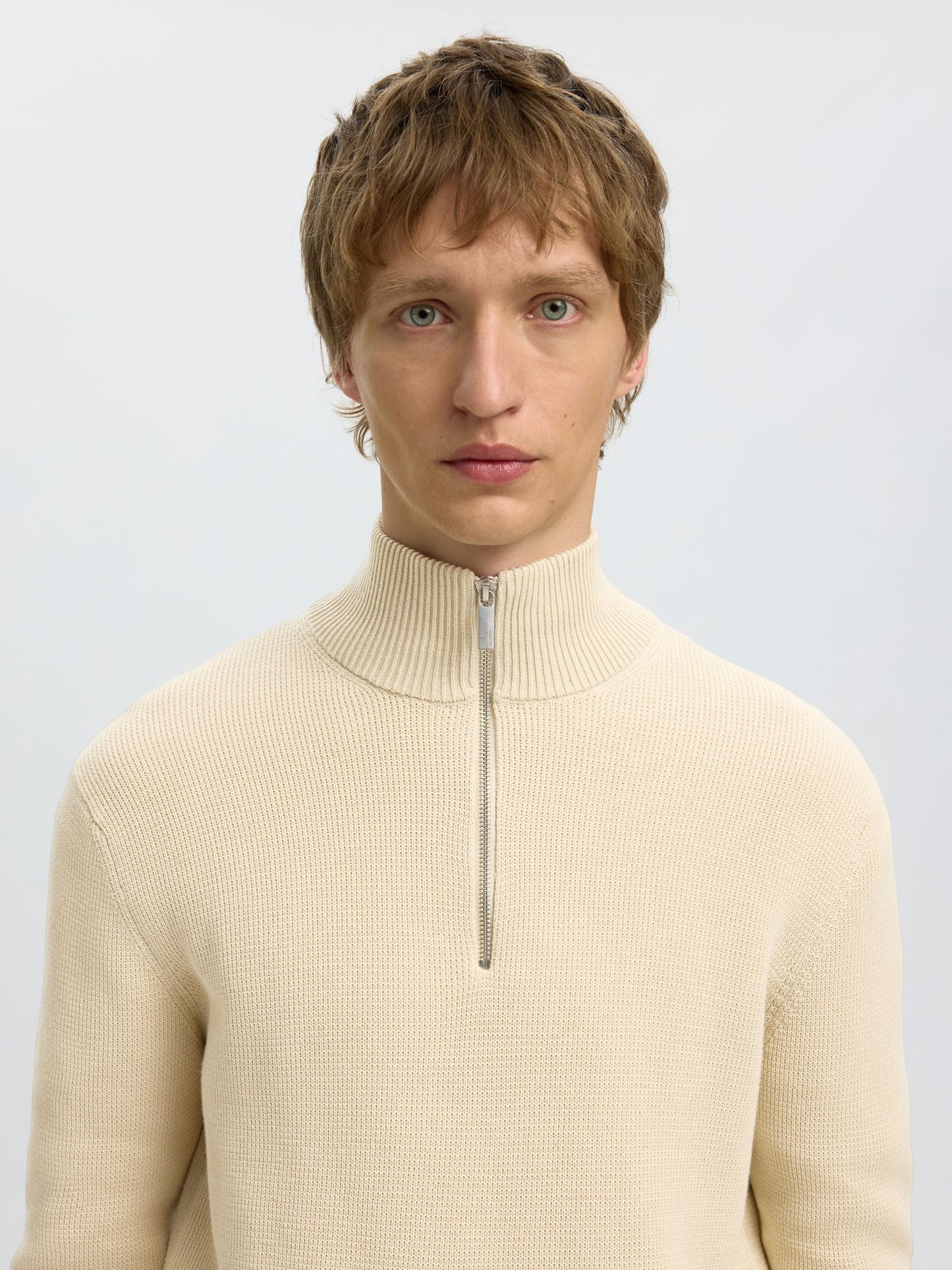 Selected Homme Half-Zip Jumper - Oatmeal
