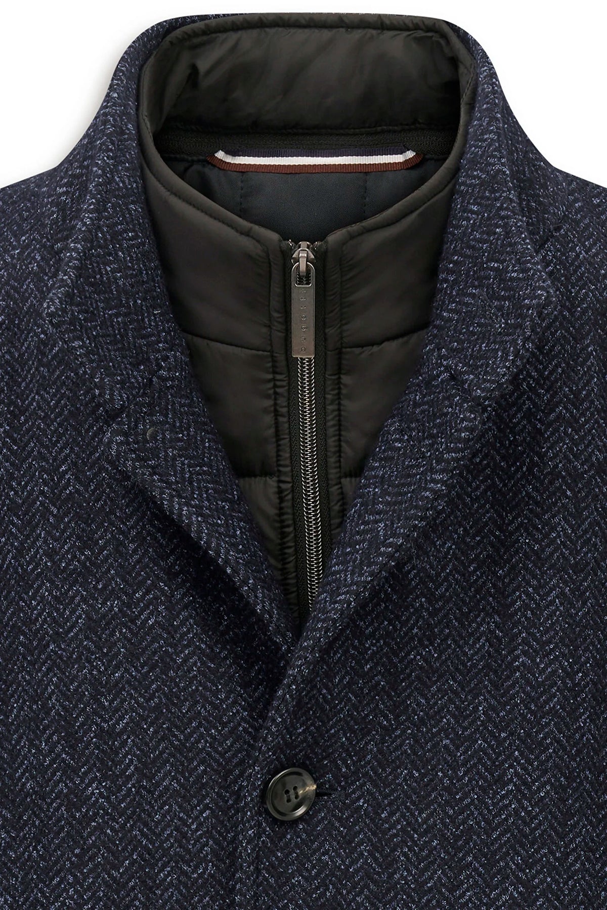 Bugatti Herringbone Overcoat – Navy