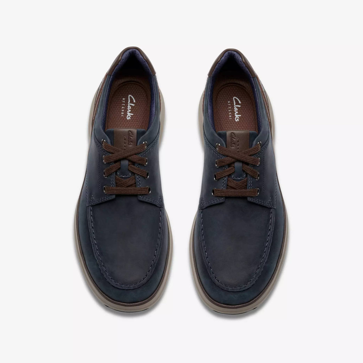 Clarks Mullan Moc Leather Shoe - Navy