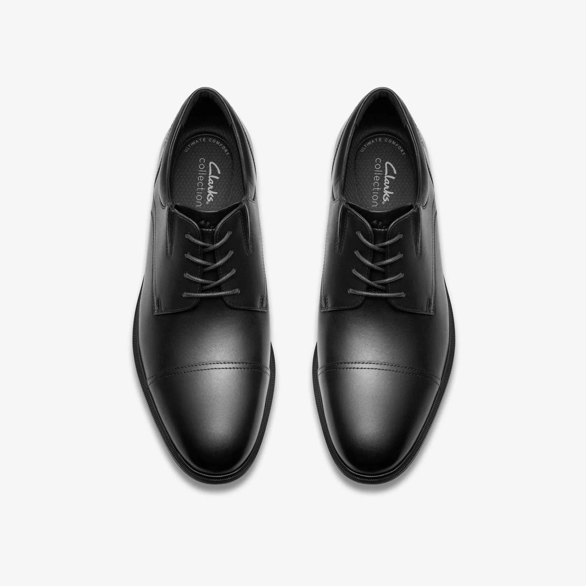 Clarks Steadwell Cap Leather Shoe - Black