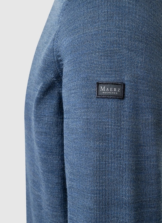 Maerz V-Neck Merino Wool Jumper – Nimes Blue