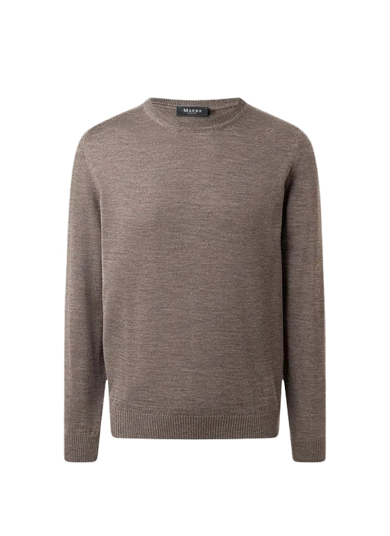 Maerz Merino Wool Crew Neck Jumper – Brown