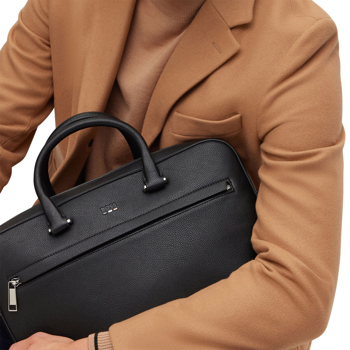 BossFaux-Leather Document Case With Signature Details