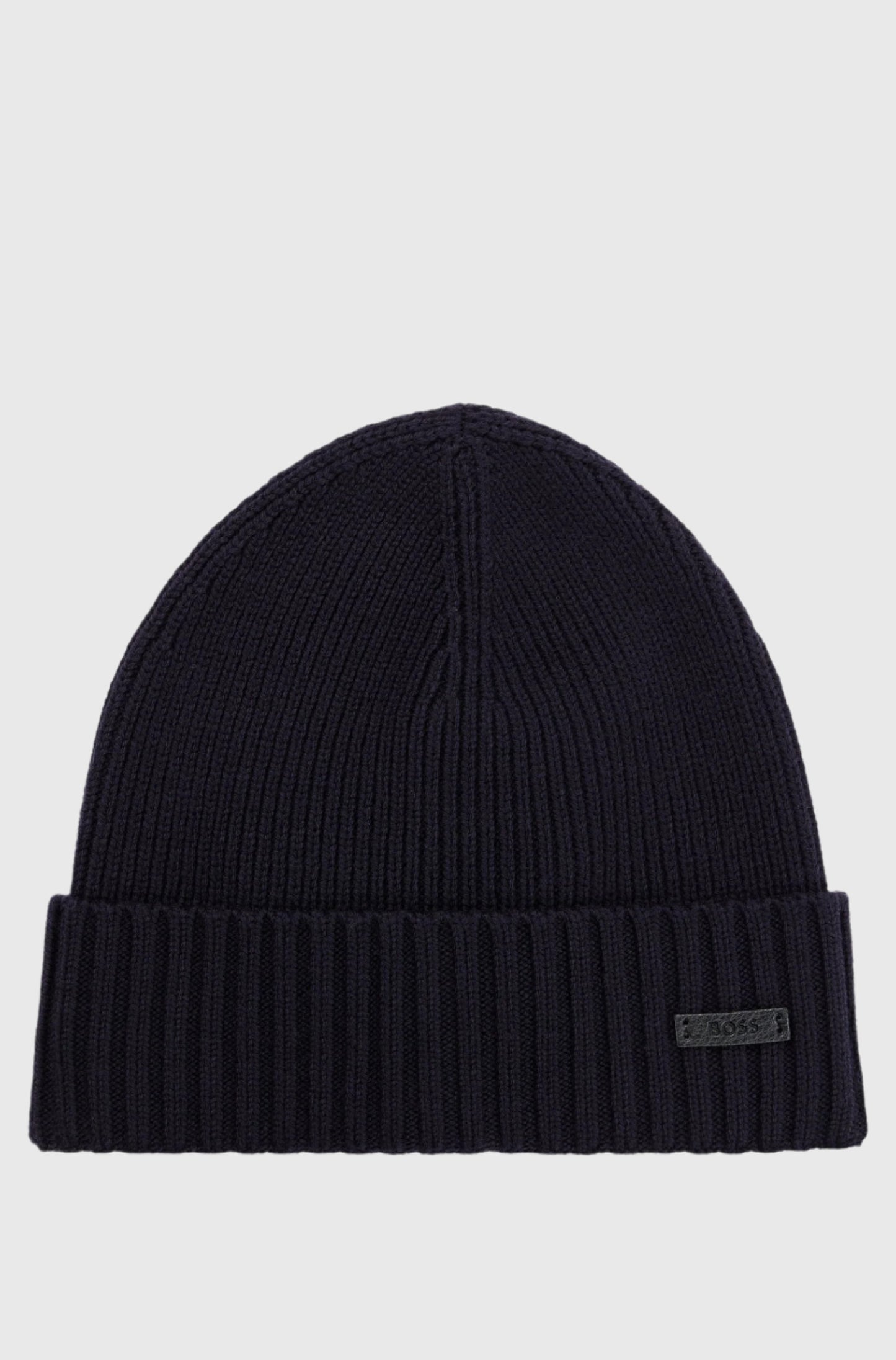 Boss Ribbed Beanie Hat In Responsible Virgin Wool