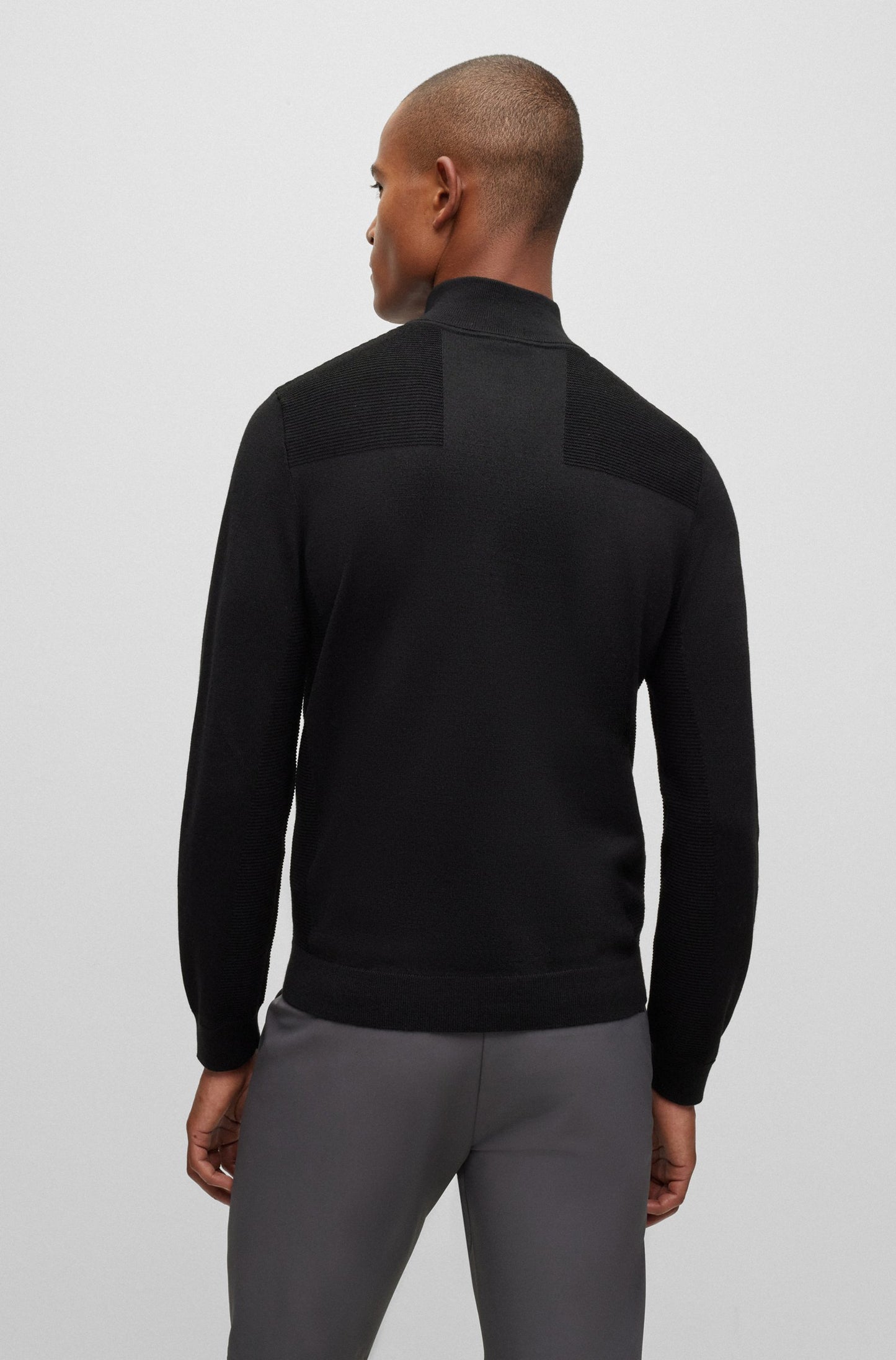 Boss Branded Zip neck Sweater In Dry Flex Fabric