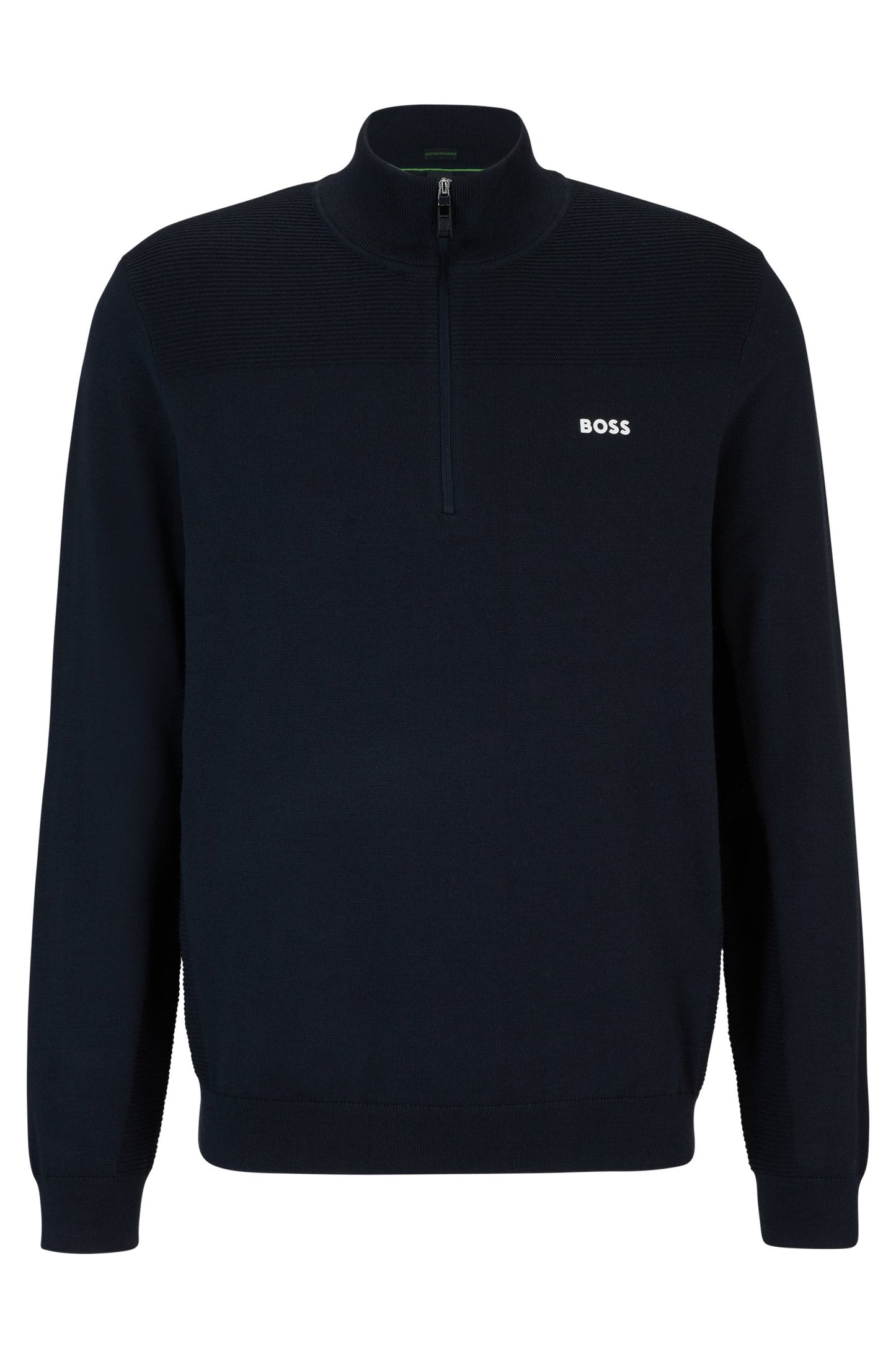 Boss Branded Zip neck Sweater In Dry Flex Fabric