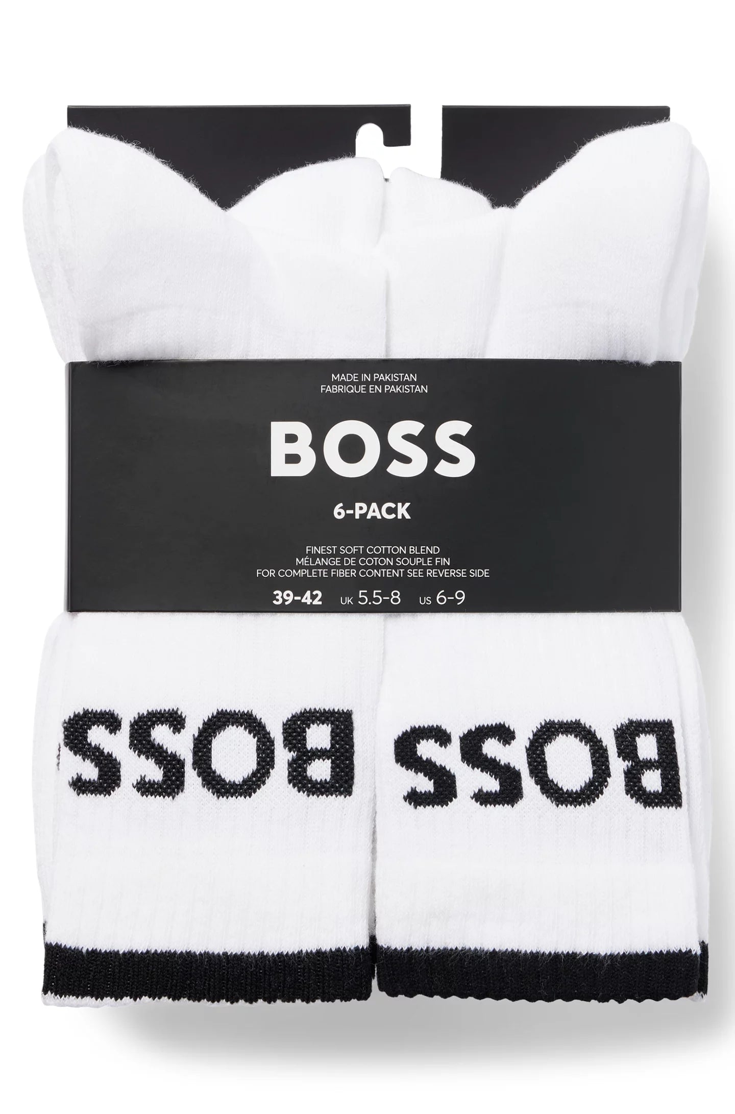 Boss Six Pack Of Ribbed Short Socks In A Cotton Blend