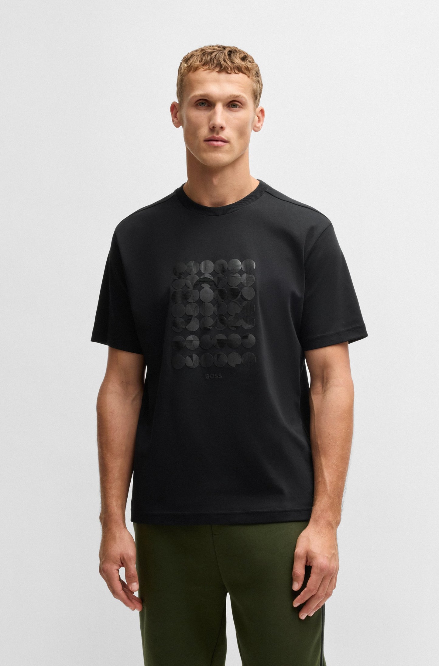 Boss Interlock-cotton T-shirt with circle artwork