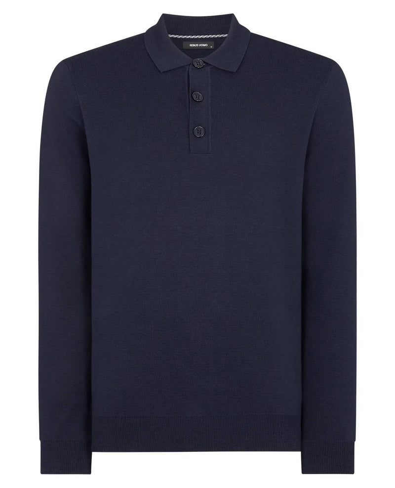 Remus Uomo Long Sleeve Polo - Navy
