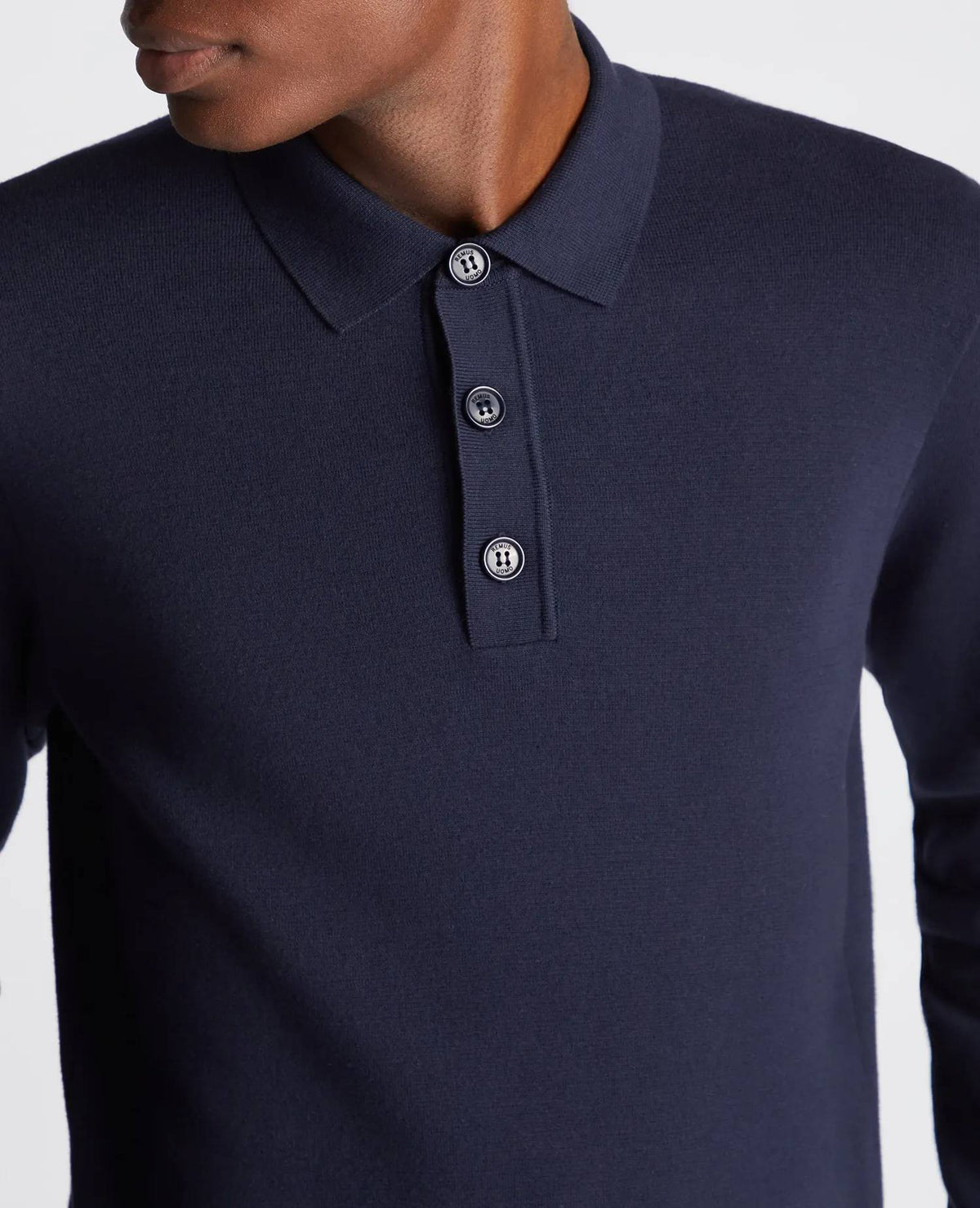 Remus Uomo Long Sleeve Polo - Navy