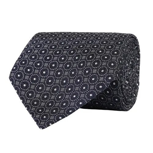 Amanda Christensen Silk Medallion Pattern Tie - Grey