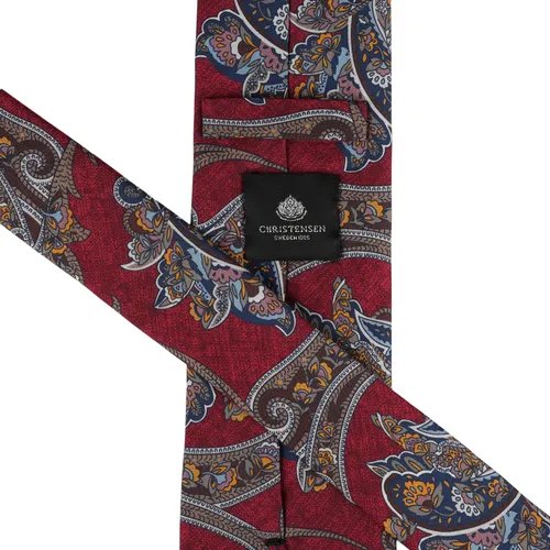 Amanda Christensen Classic Paisley Silk Tie - Wine Red Melange