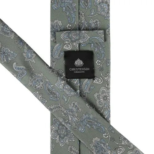 Amanda Christensen Classic Floral Silk Tie - Olive