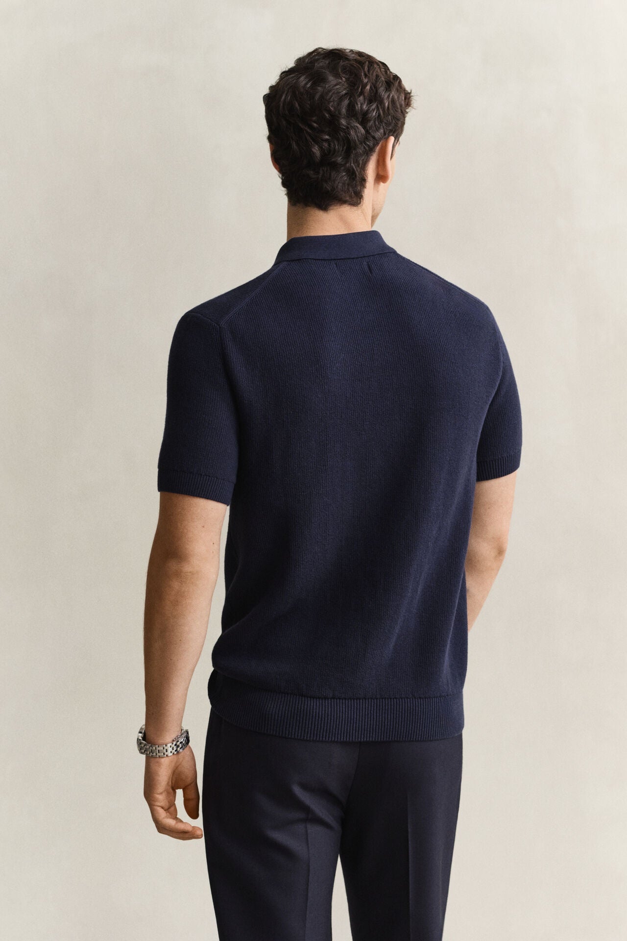Gant Ribbed Cotton Zip Polo Sweater