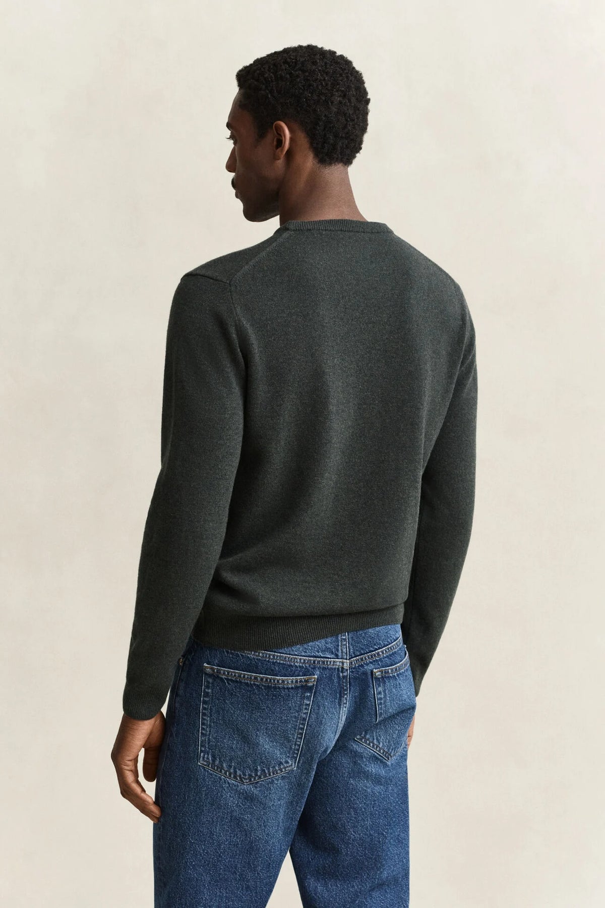 GANT Lambswool Crew Neck Sweater – Dark Moss Green