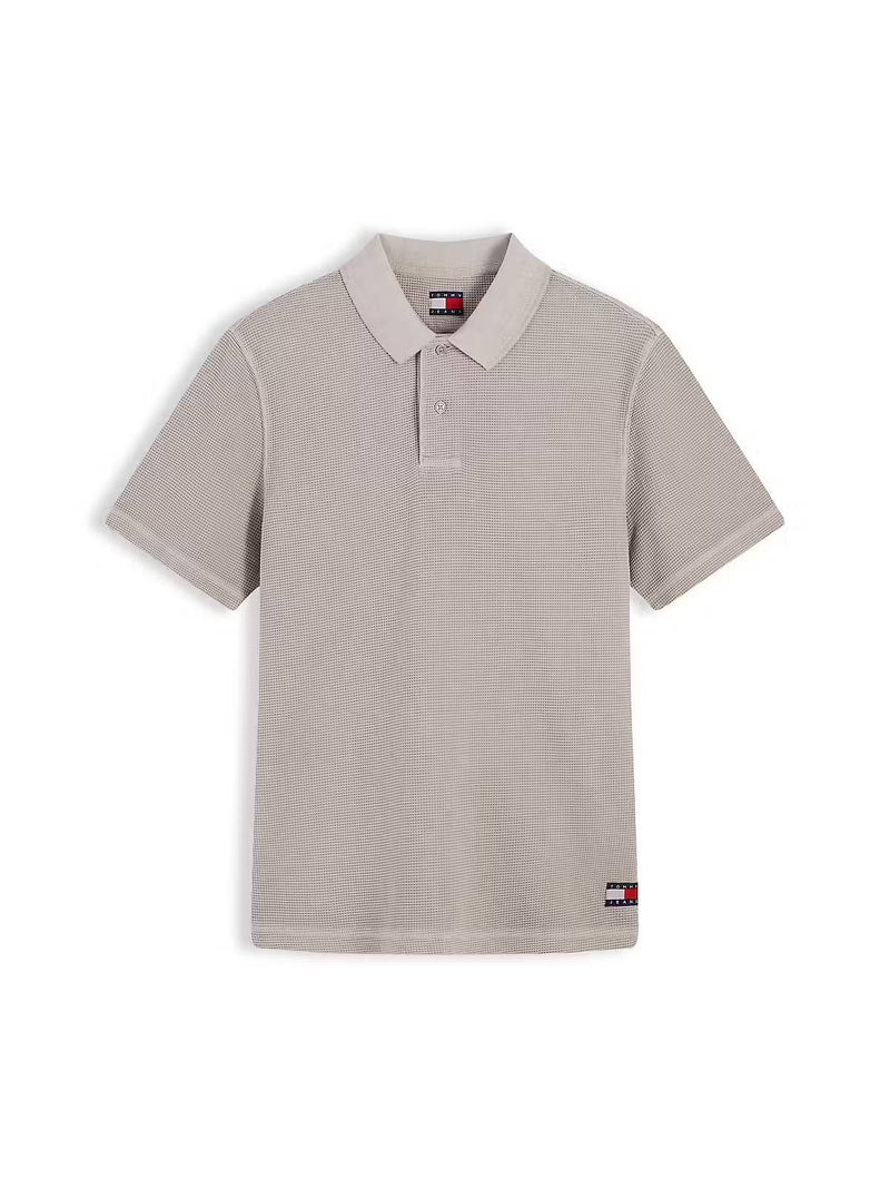 Tommy Jeans Washed Waffle Polo Shirt – Beige
