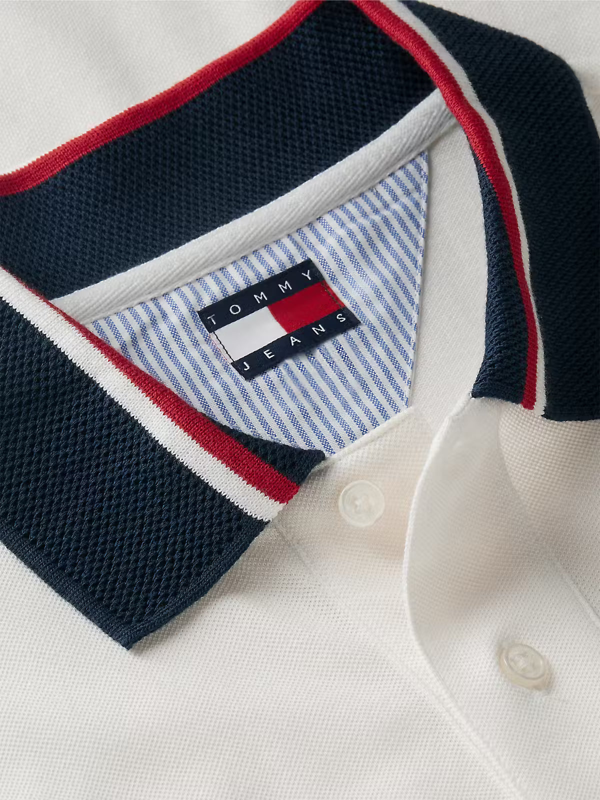 Tommy Jeans Wavy Crest Polo Shirt – White