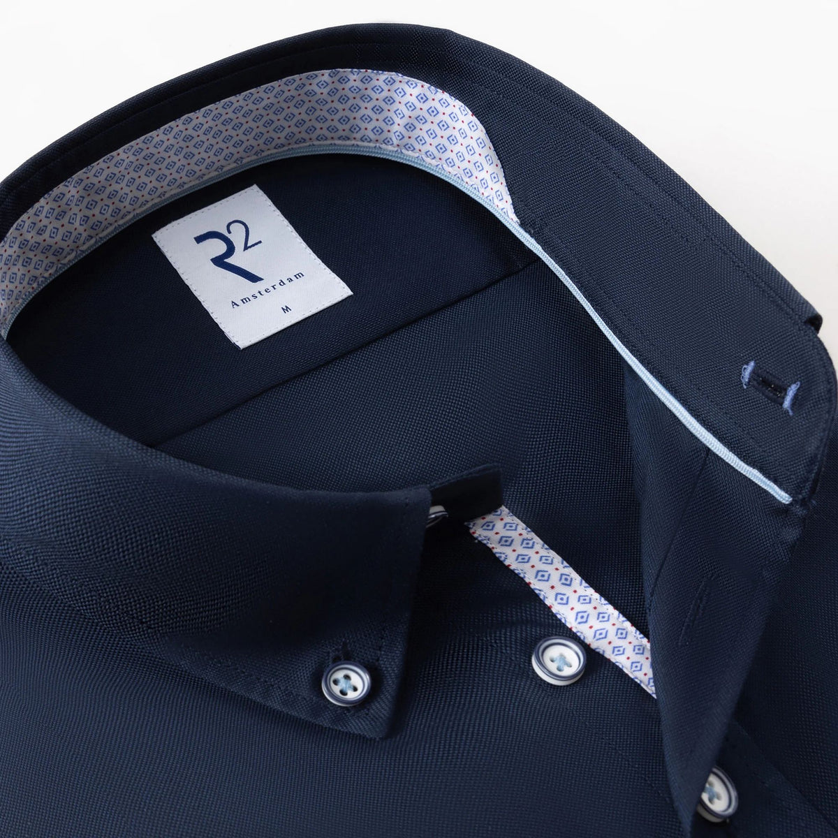 R2 Amsterdam Dobby Cotton Stretch Shirt – Navy