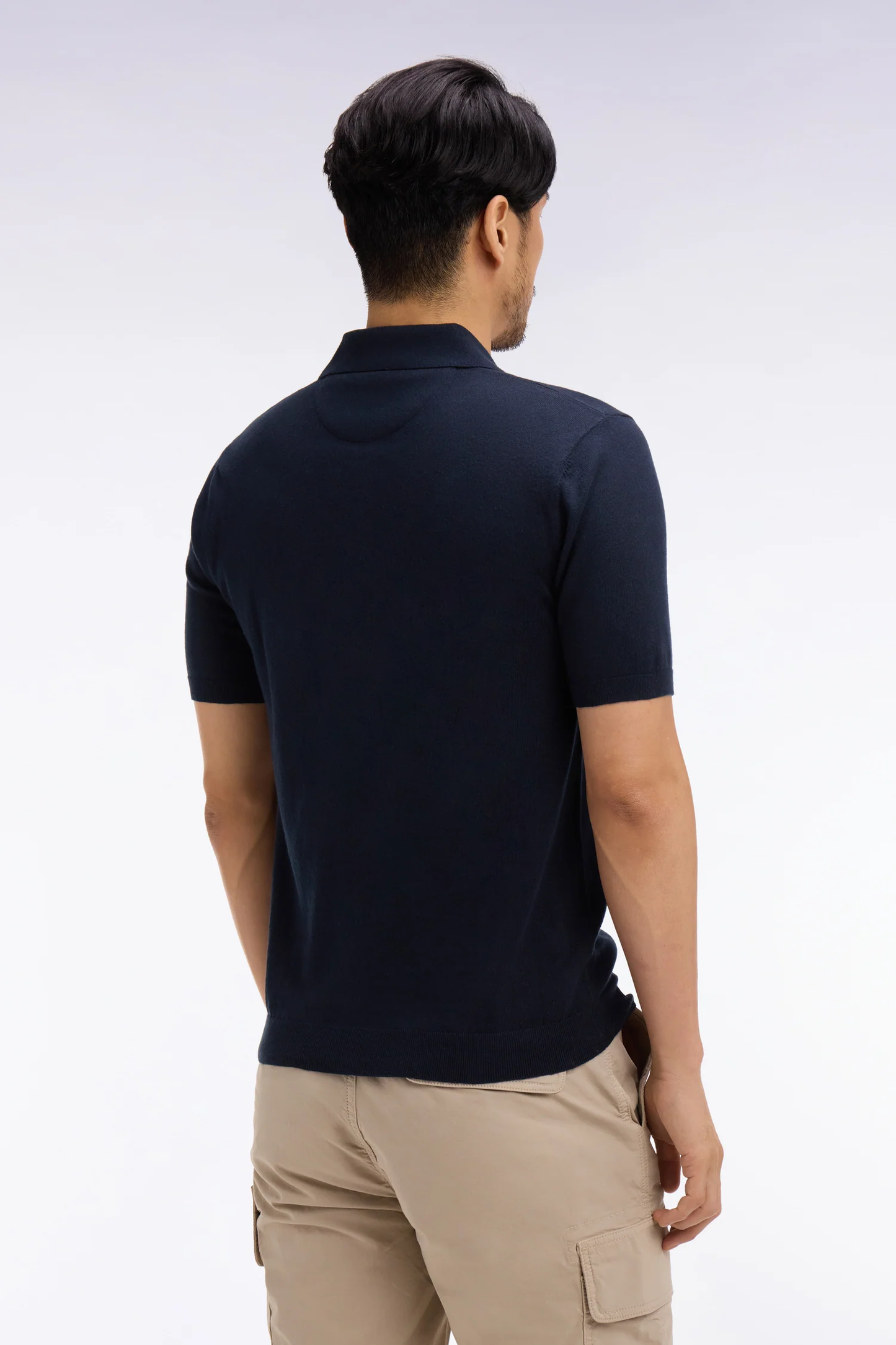 Eden Park Short-sleeved polo collar sweater in cotton and silk blend