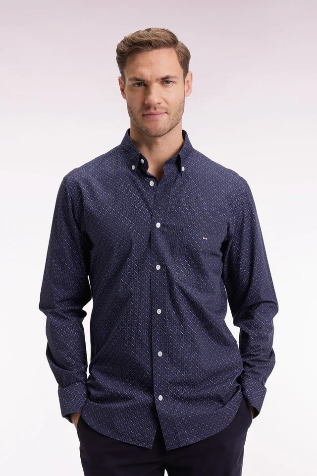 Cotton Longsleeve Shirt With Micropattern