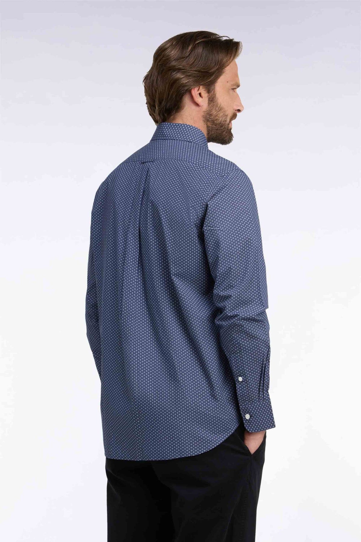 Eden Park Blue Micro Pattern Cotton Shirt - Blue