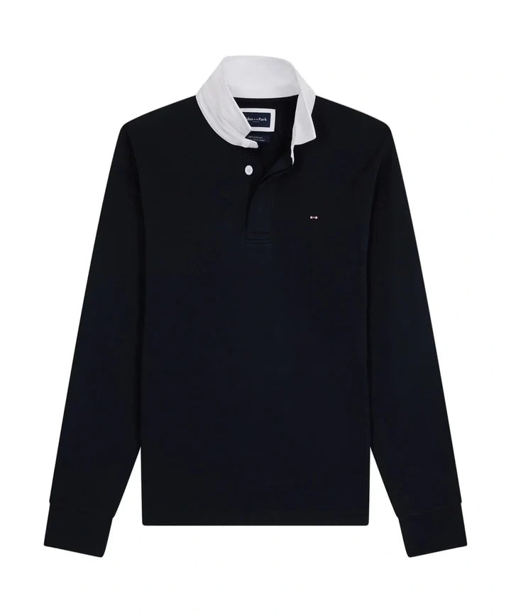 Eden Park Long Sleeve Pima Cotton Rugby Shirt - Navy
