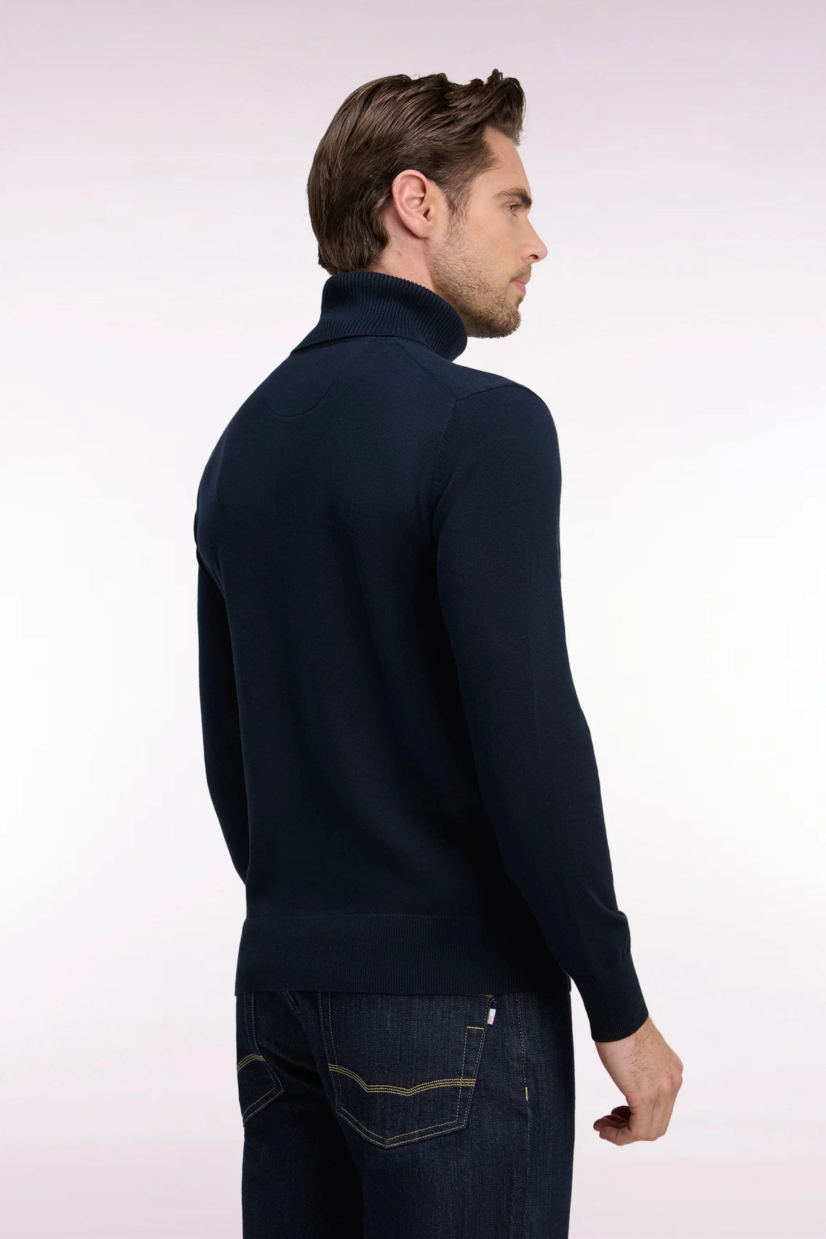 Eden Park Cotton Roll-Neck Sweater – Navy