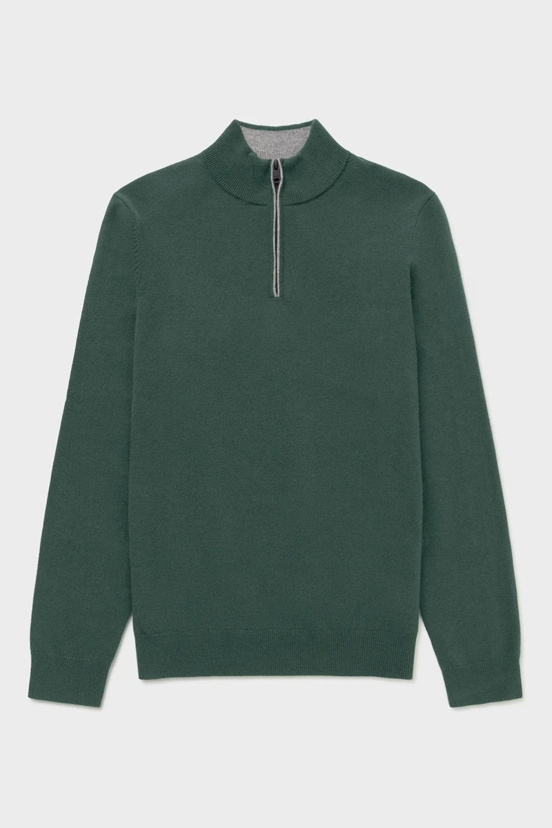 Ecoalf Larch Recycled Wool Quarter Zip - Cypress