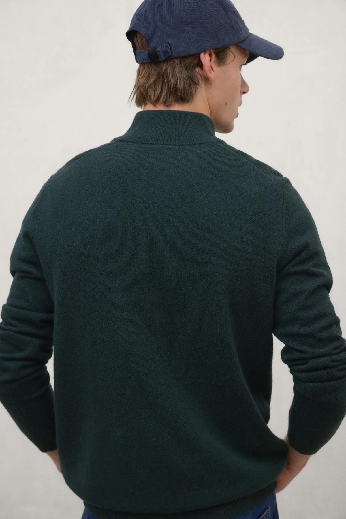 Ecoalf Larch Recycled Wool Quarter Zip - Cypress