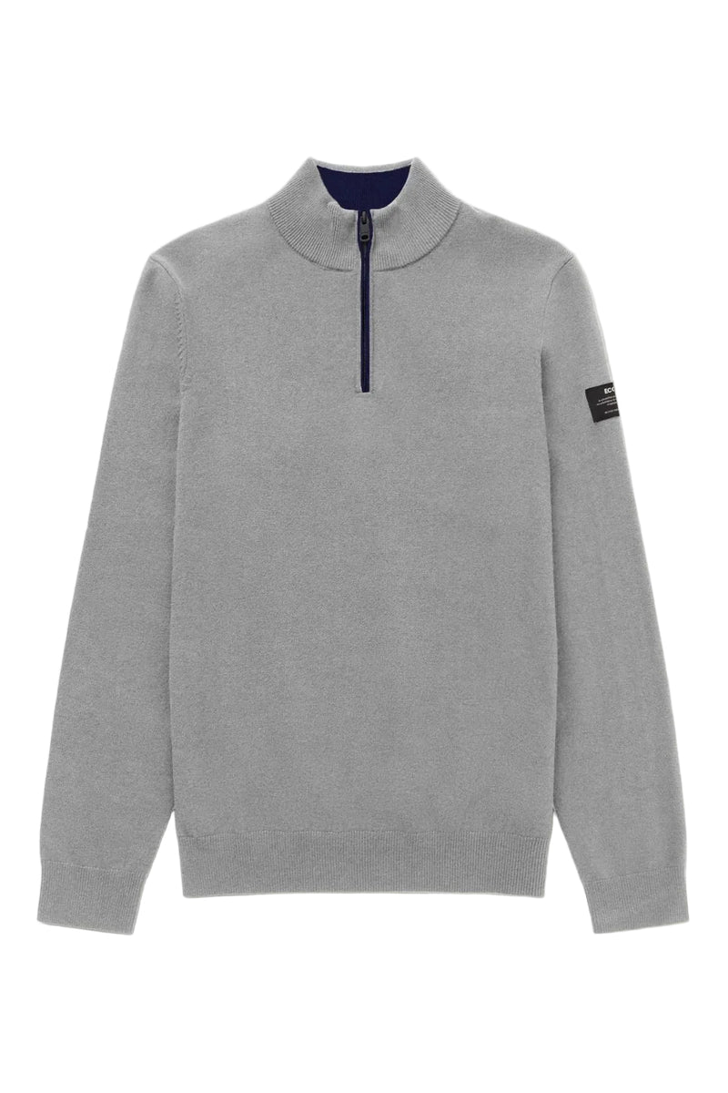 Ecoalf Larch Recycled Wool Quarter Zip - Light Grey Melange