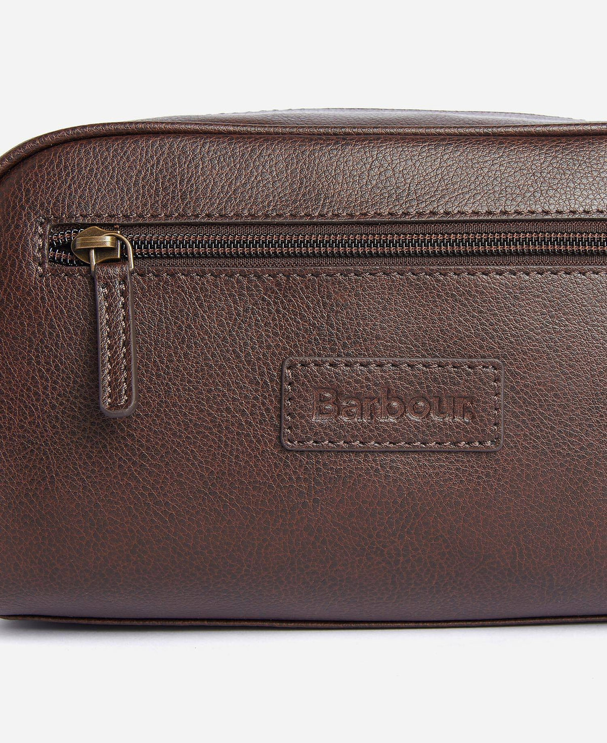Barbour Leather Washbag - Dark Brown