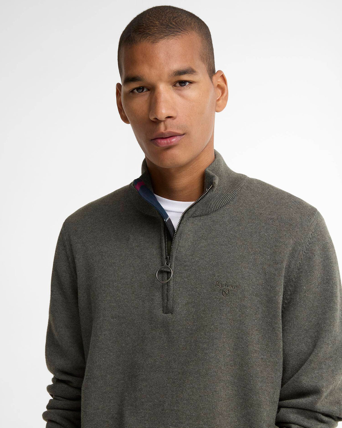Barbour Cotton Quarter-Zip Jumper - Olive Marl