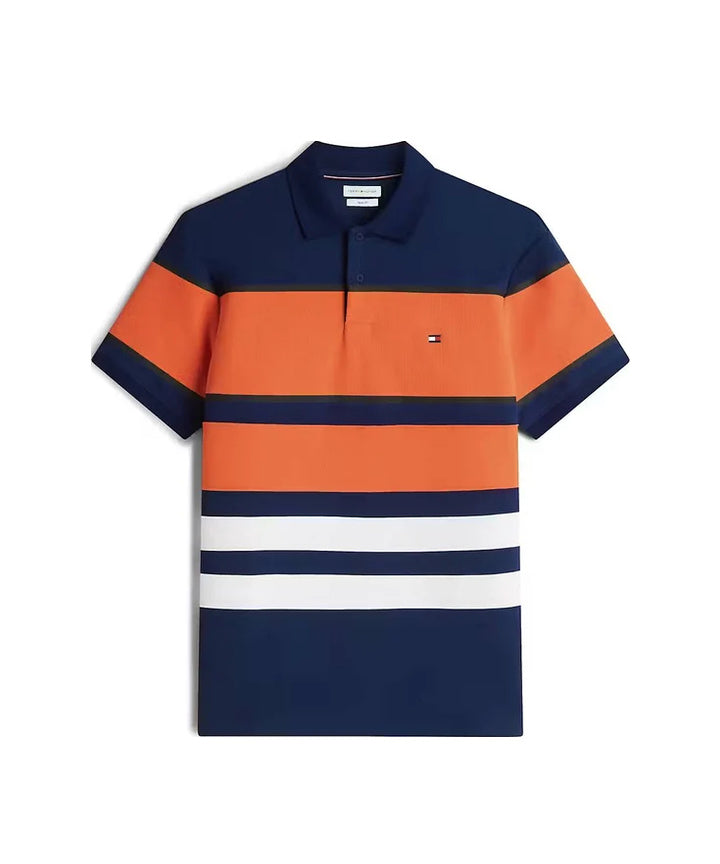Tommy Hilfiger Relaxed Fit Colour-Blocked Polo Shirt - Carbon Navy / Orange