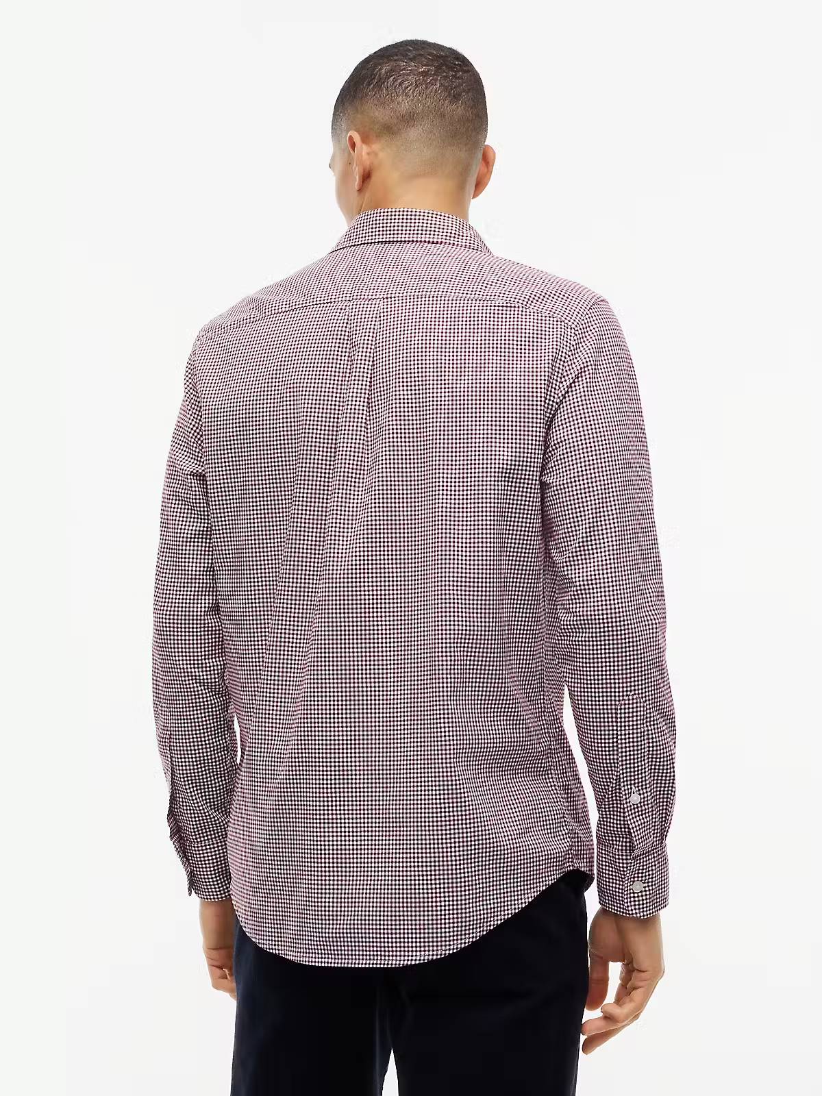 Tommy Hilfiger Flex Poplin Gingham Regular Fit Shirt – Burgundy