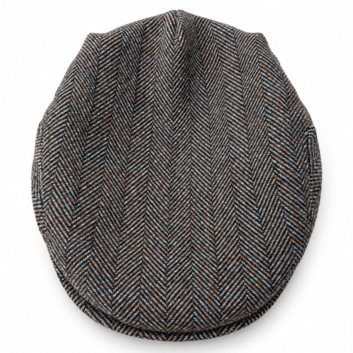 Bugatti Herringbone Flat Cap – Brown & Blue