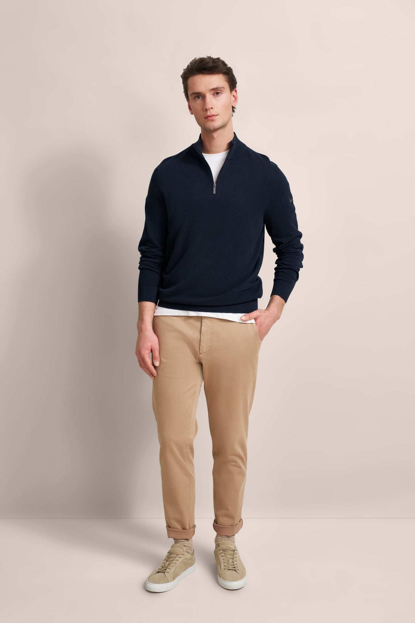 Bugatti Structured Cotton Half Zip
