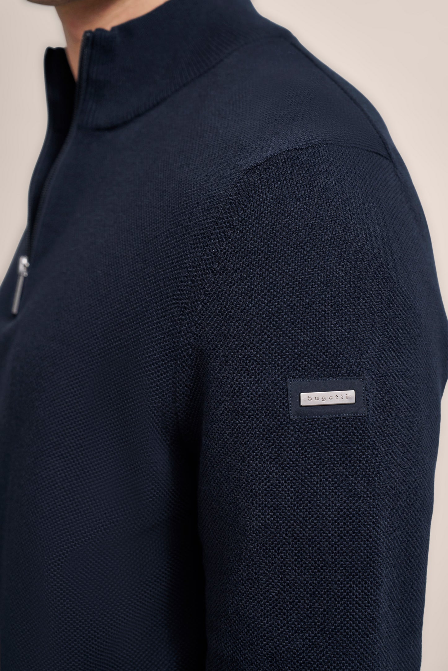 Bugatti Structured Cotton Half Zip