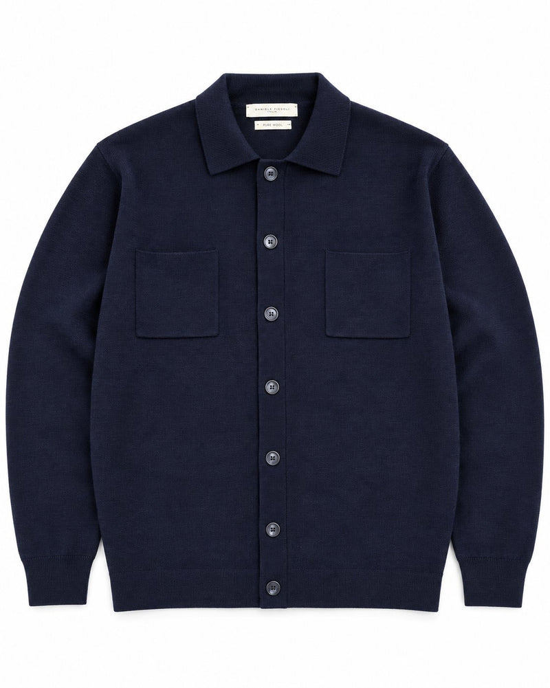 Daniele Fiesoli Pure Wool Knitted Overshirt –Navy