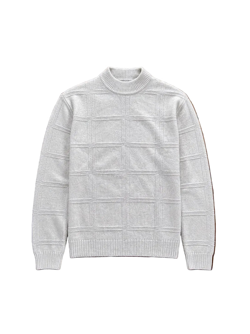 Wool & Co Textured Check Virgin Merino Wool Sweater – Cream