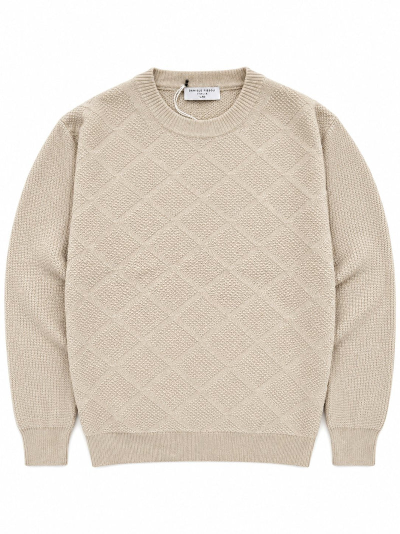 Daniele Fiesoli Merino Wool Diamond Knit Jumper – Ecru