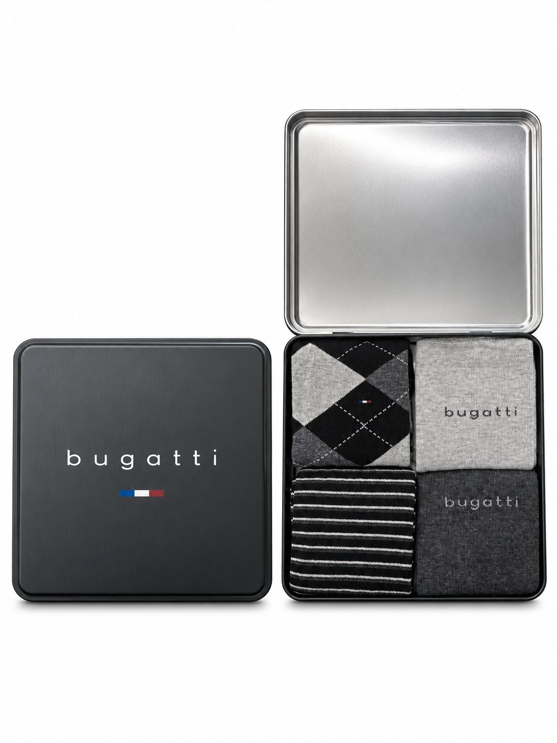 Bugatti 4 Pack Gift Box Socks – Black/Grey