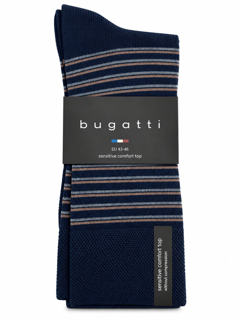 Bugatti 2 Pack Striped Socks – Navy