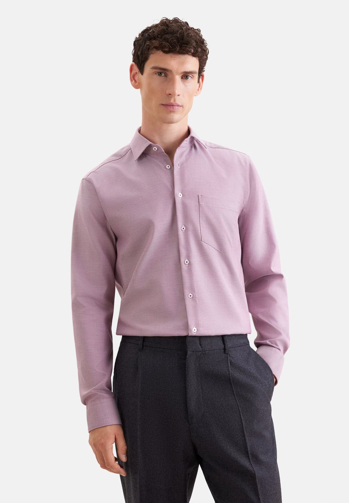 Seidensticker Regular Business Shirt Structure - Rosa