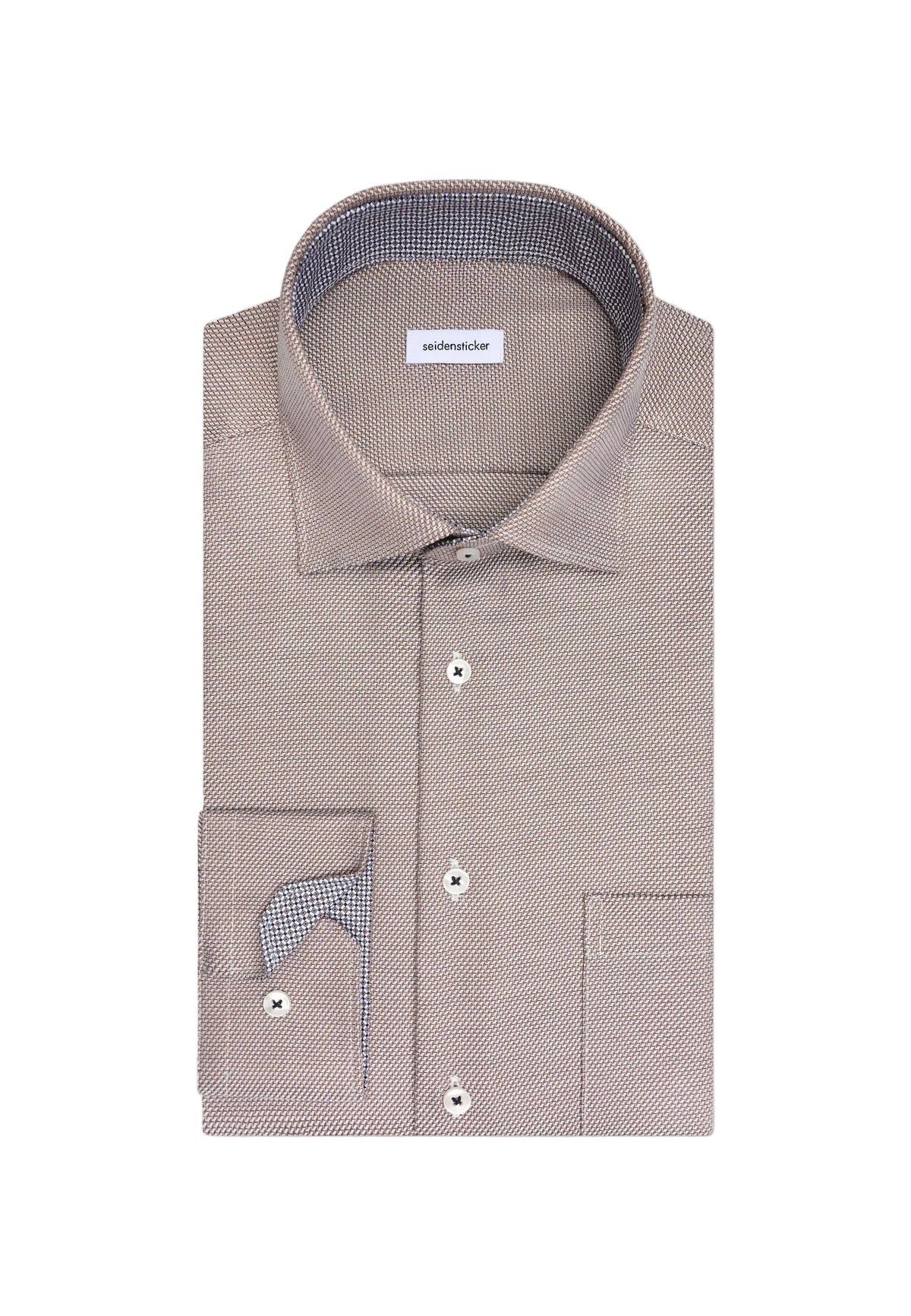Seidensticker Regular Business Shirt Structure - Brown
