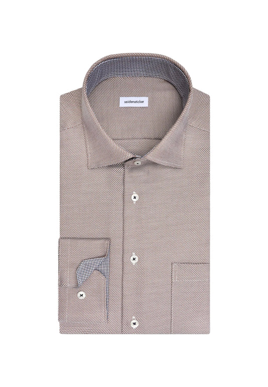 Seidensticker Regular Business Shirt Structure - Brown