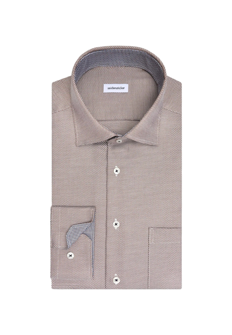 Seidensticker Regular Business Shirt Structure - Brown