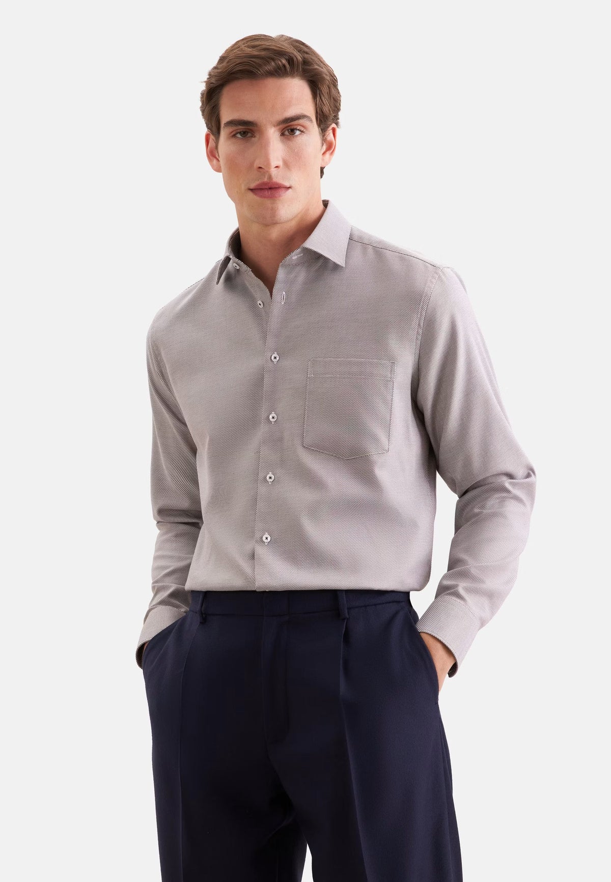Seidensticker Regular Business Shirt Structure - Brown