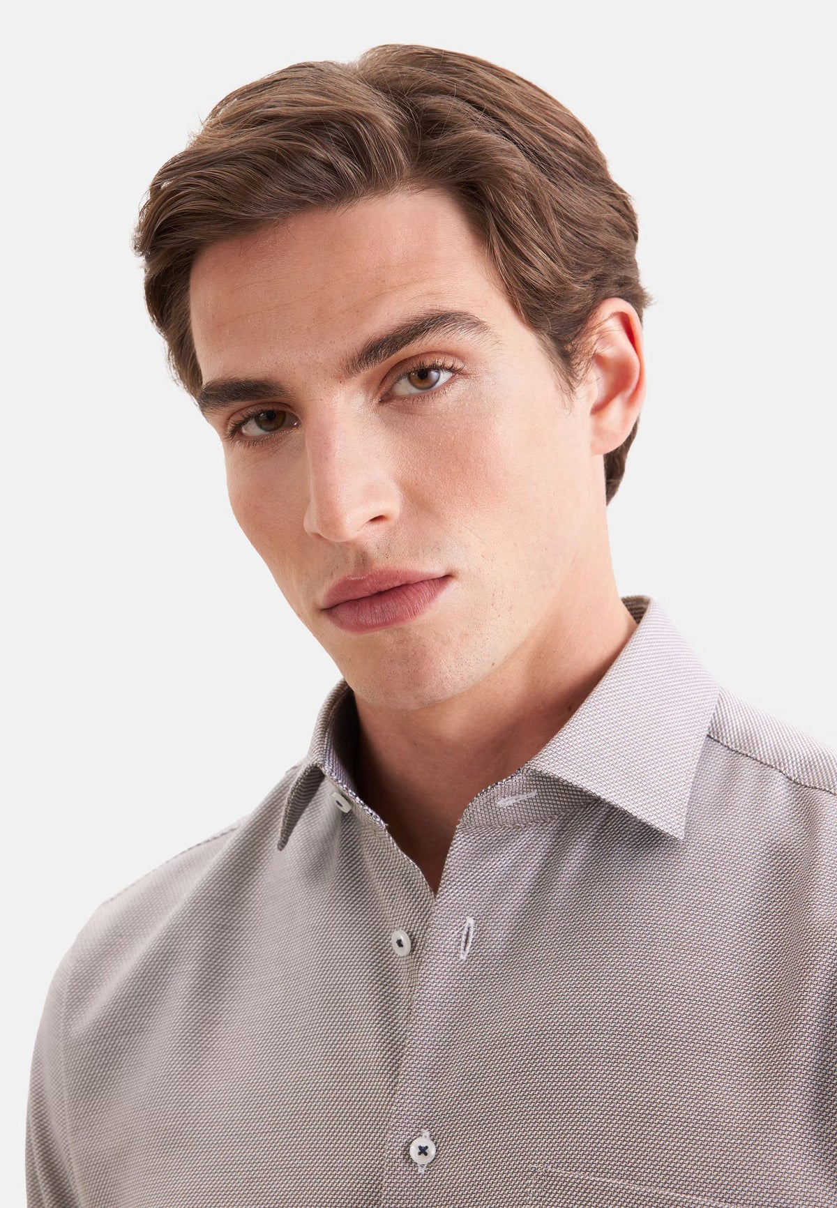 Seidensticker Regular Business Shirt Structure - Brown